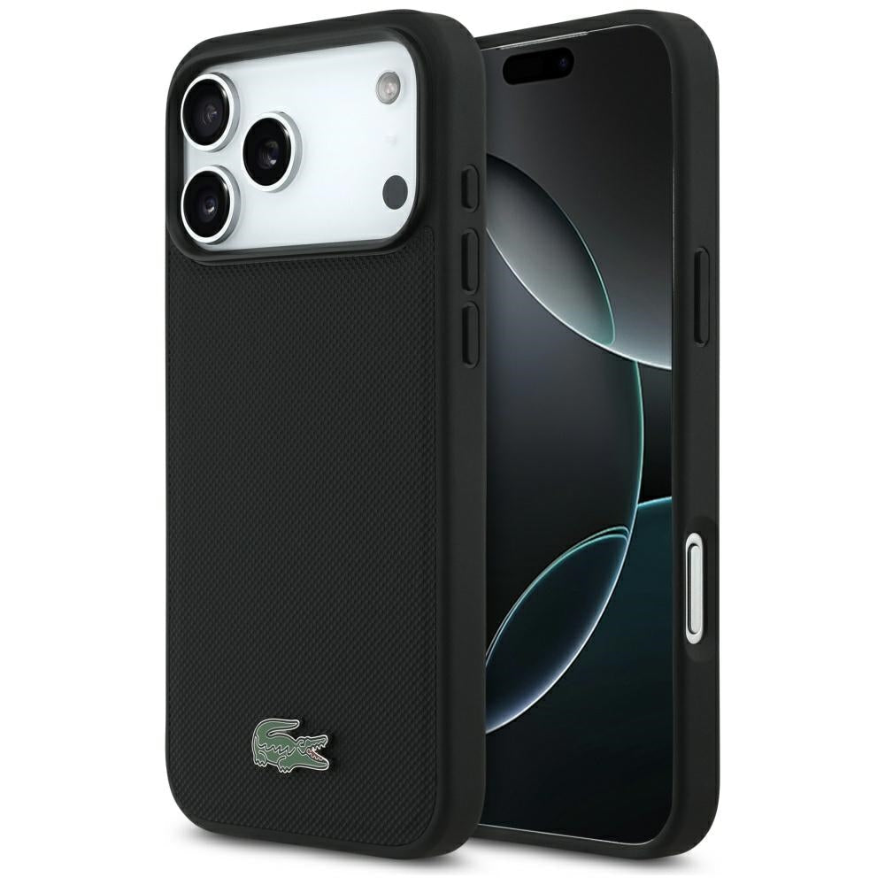 Lacoste iPhone 17 Pro Max / iPhone 18 Pro Max - Σκληρή Θήκη με Πλαίσιο Σιλικόνης - Petit Pique Lacquer Logo MagSafe - Black