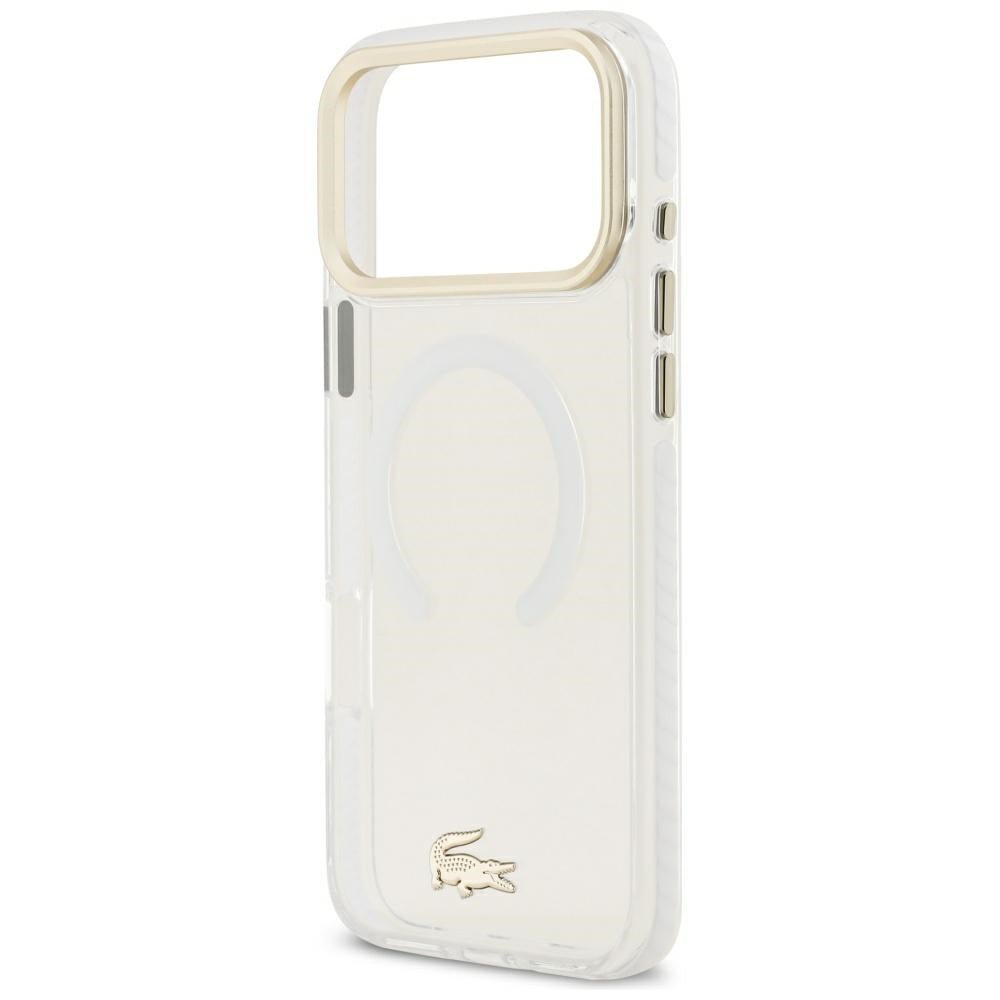 Lacoste iPhone 17 Pro Max / iPhone 18 Pro Max - Σκληρή Θήκη με Πλαίσιο Σιλικόνης - Shockproof IML Shockproof Gold Logo MagSafe - Clear