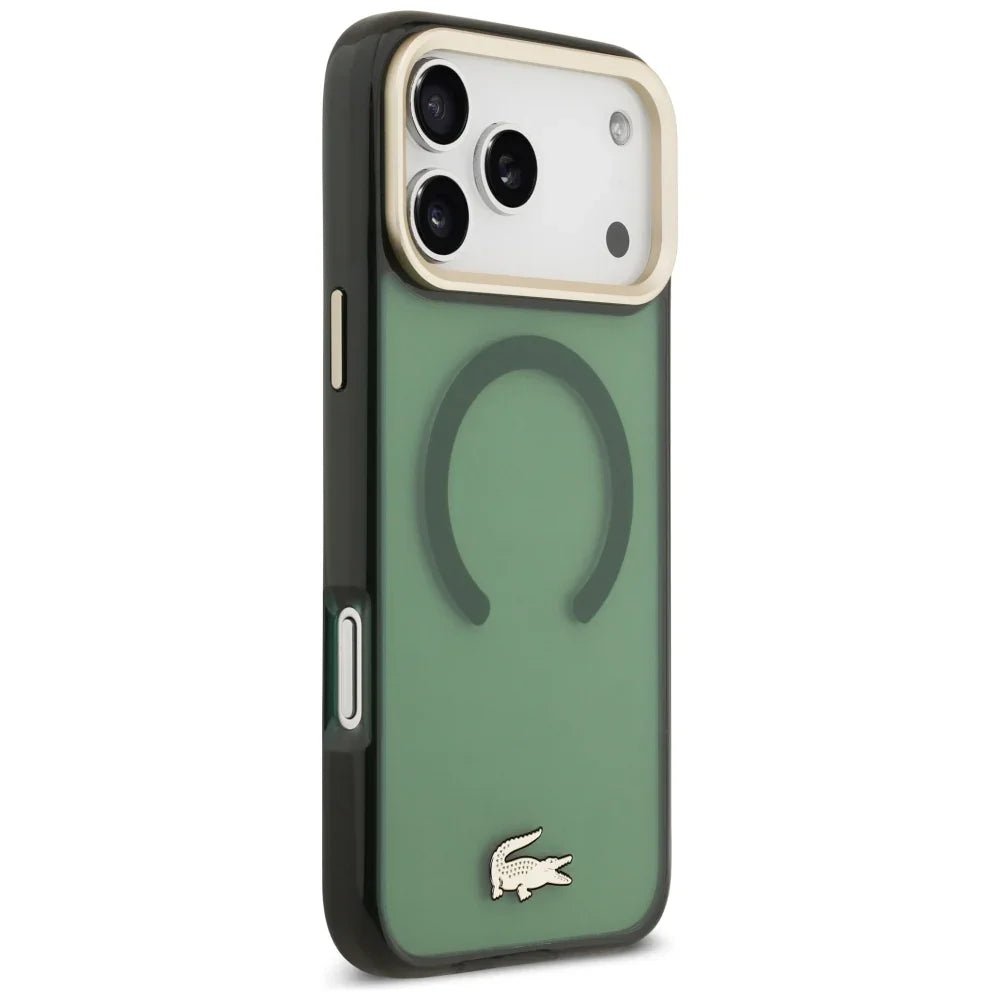 Lacoste iPhone 17 Pro Max - Shockproof Transparent Frosted Gold Logo MagSafe - Σκληρή Θήκη με Πλαίσιο Σιλικόνης - Sinople