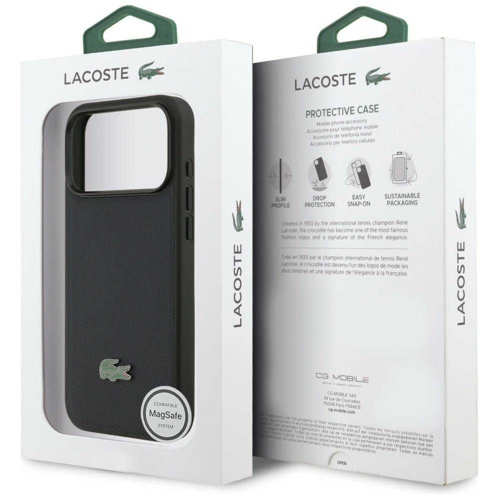 Lacoste iPhone 17 Pro Max - Σκληρή Θήκη με Πλαίσιο Σιλικόνης - Petit Pique Lacquer Logo MagSafe - Marine