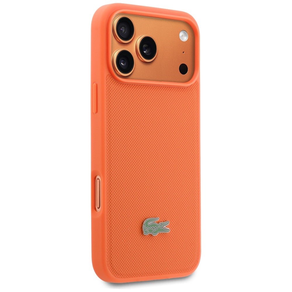 Lacoste iPhone 17 Pro Max - Σκληρή Θήκη με Πλαίσιο Σιλικόνης - Petit Pique Lacquer Logo MagSafe - Οrange