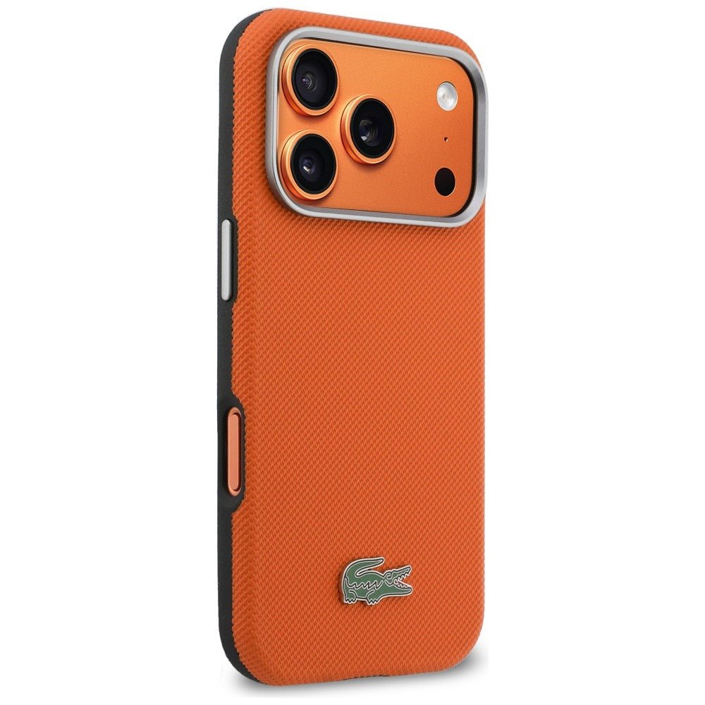 Lacoste iPhone 17 Pro Max - Σκληρή Θήκη με Πλαίσιο Σιλικόνης - Semi Wrap Petit Pique MagSafe - Orange