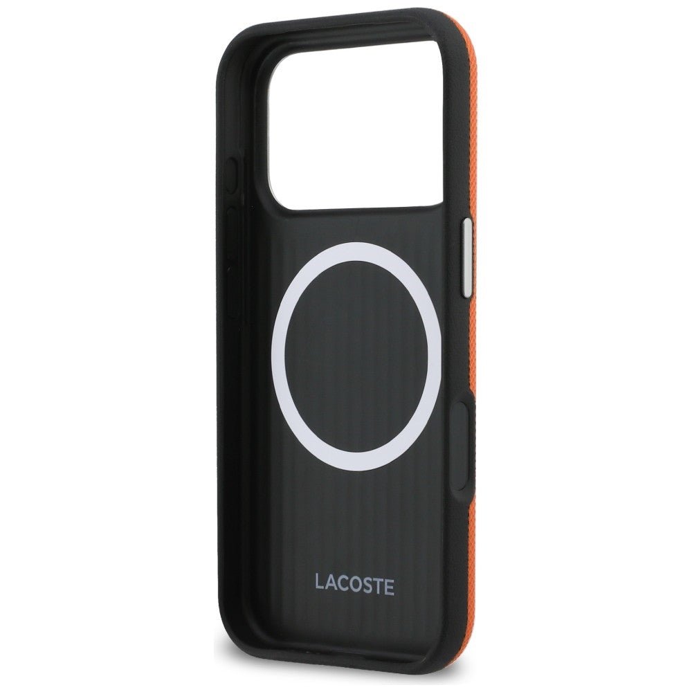 Lacoste iPhone 17 Pro Max - Σκληρή Θήκη με Πλαίσιο Σιλικόνης - Semi Wrap Petit Pique MagSafe - Orange