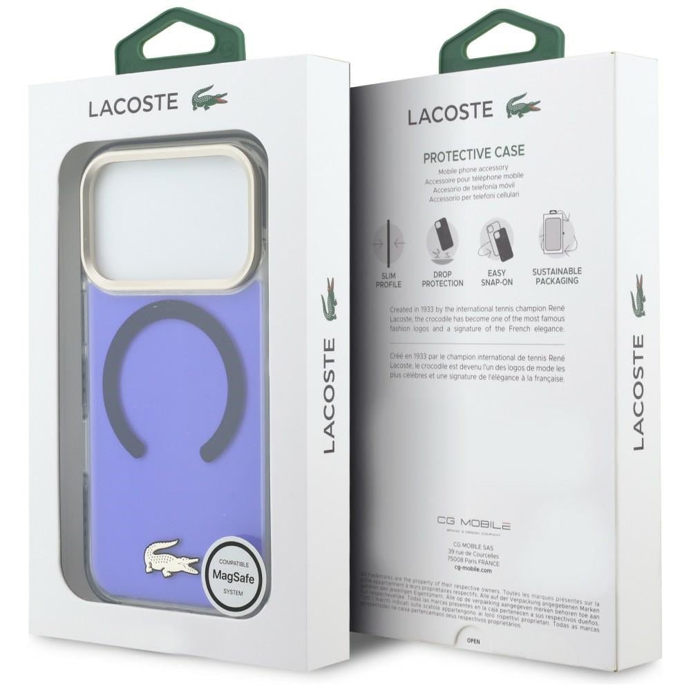 Lacoste iPhone 17 Pro Max - Σκληρή Θήκη με Πλαίσιο Σιλικόνης - Shockproof Transparent Frosted Gold Logo MagSafe - Marine