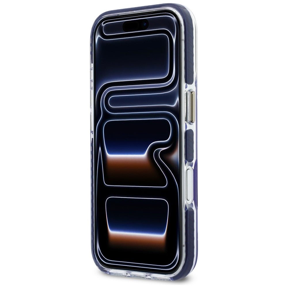 Lacoste iPhone 17 Pro Max - Σκληρή Θήκη με Πλαίσιο Σιλικόνης - Shockproof Transparent Frosted Gold Logo MagSafe - Marine