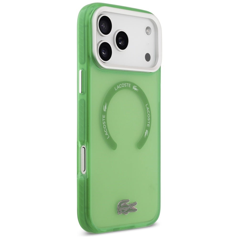 Lacoste iPhone 17 Pro Max - Σκληρή Θήκη με Πλαίσιο Σιλικόνης - Shockproof Transparent Frosted MagSafe - Green