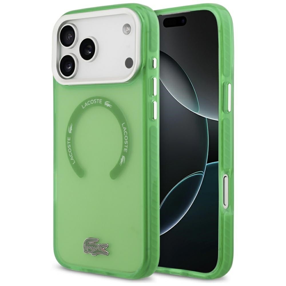 Lacoste iPhone 17 Pro Max - Σκληρή Θήκη με Πλαίσιο Σιλικόνης - Shockproof Transparent Frosted MagSafe - Green