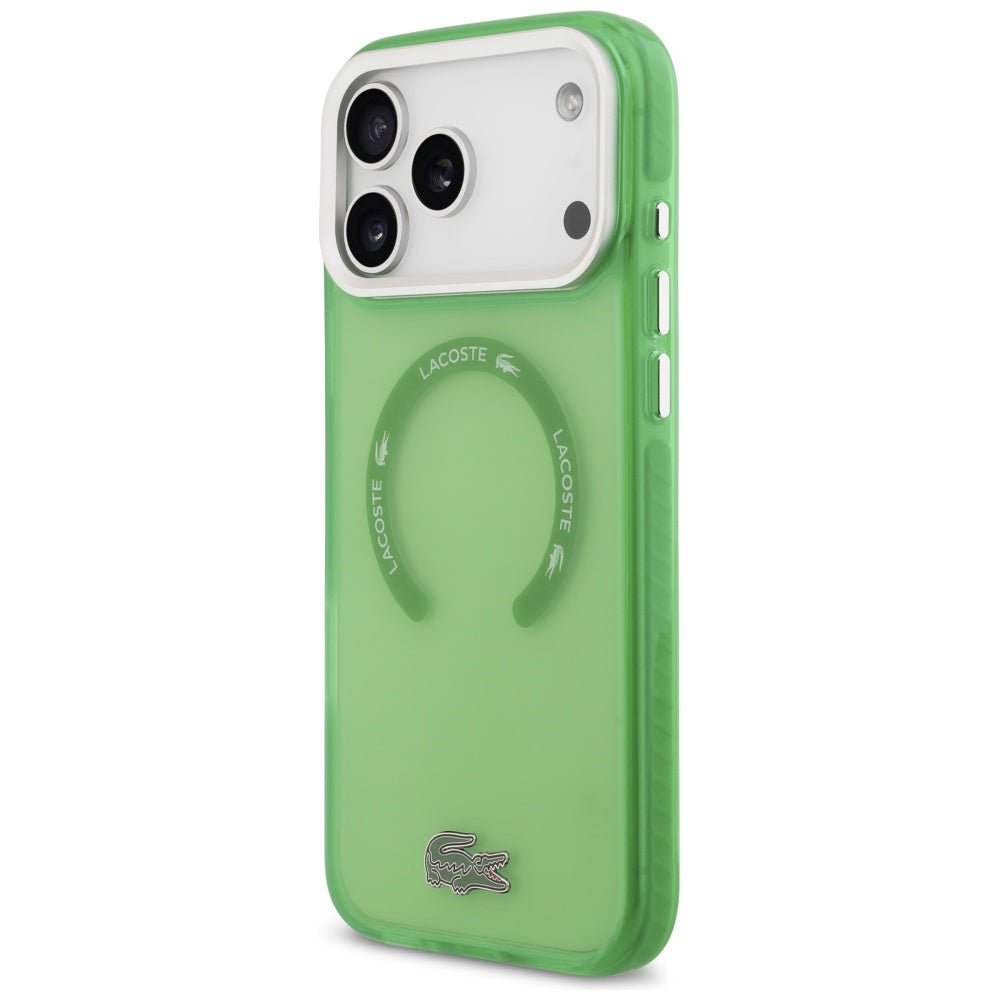 Lacoste iPhone 17 Pro Max - Σκληρή Θήκη με Πλαίσιο Σιλικόνης - Shockproof Transparent Frosted MagSafe - Green