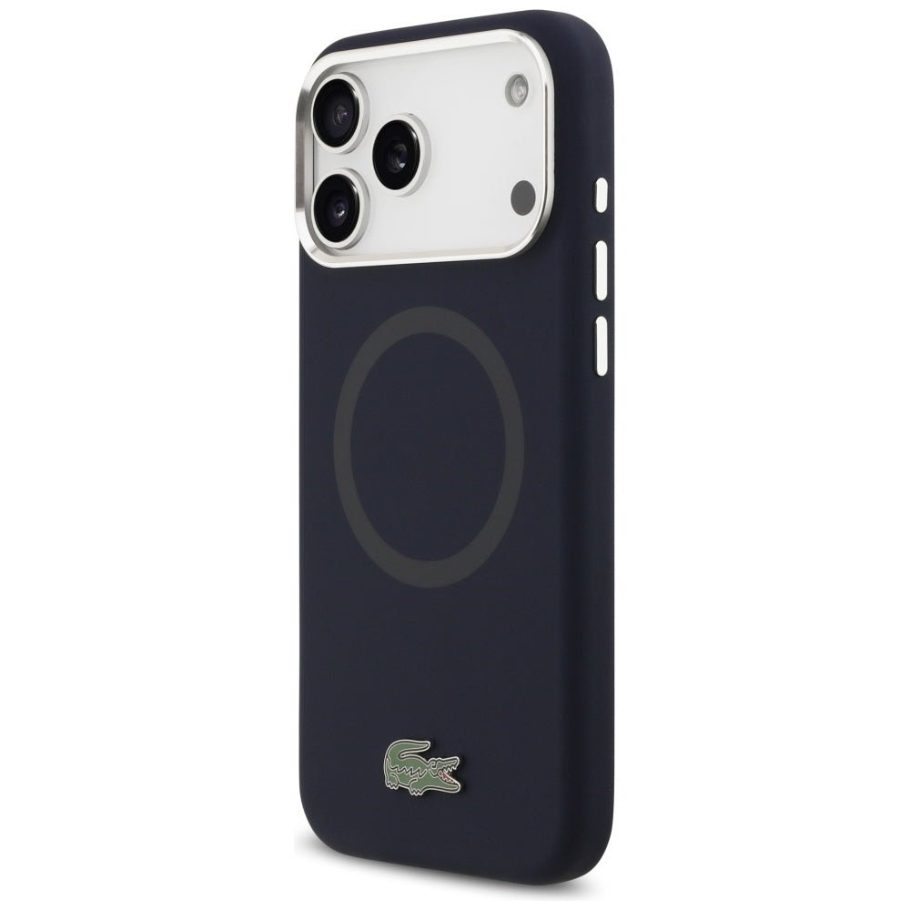 Lacoste iPhone 17 Pro Max - Σκληρή Θήκη με Πλαίσιο Σιλικόνης - Silicone Metal Logo MagSafe - Navy Blue