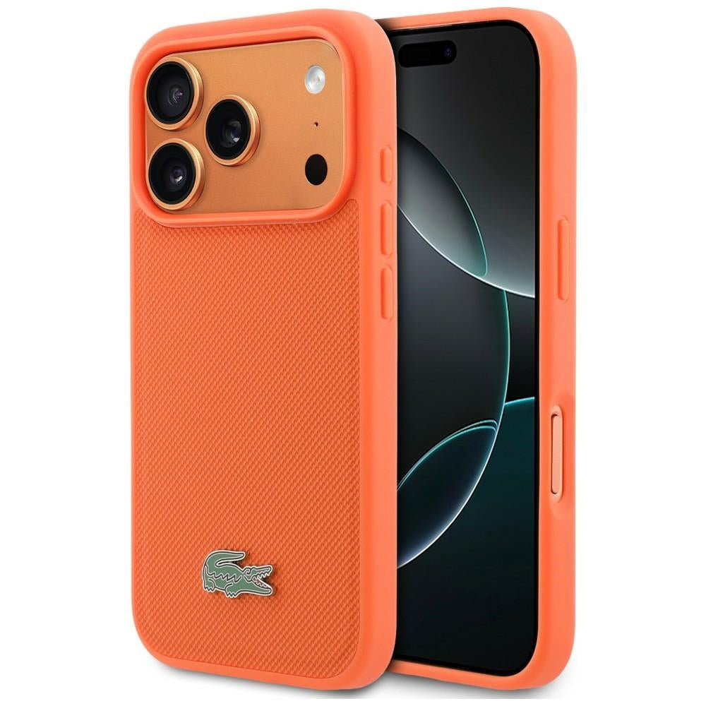 Lacoste iPhone 17 Pro - Σκληρή Θήκη με Πλαίσιο Σιλικόνης - Petit Pique Lacquer Logo MagSafe - Οrange