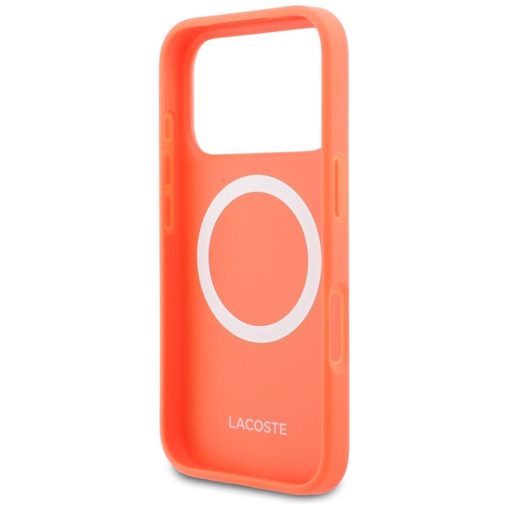 Lacoste iPhone 17 Pro - Σκληρή Θήκη με Πλαίσιο Σιλικόνης - Petit Pique Lacquer Logo MagSafe - Οrange
