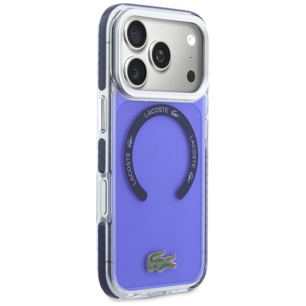 Lacoste iPhone 17 Pro - Σκληρή Θήκη με Πλαίσιο Σιλικόνης - Shockproof Transparent Frosted MagSafe - Marine