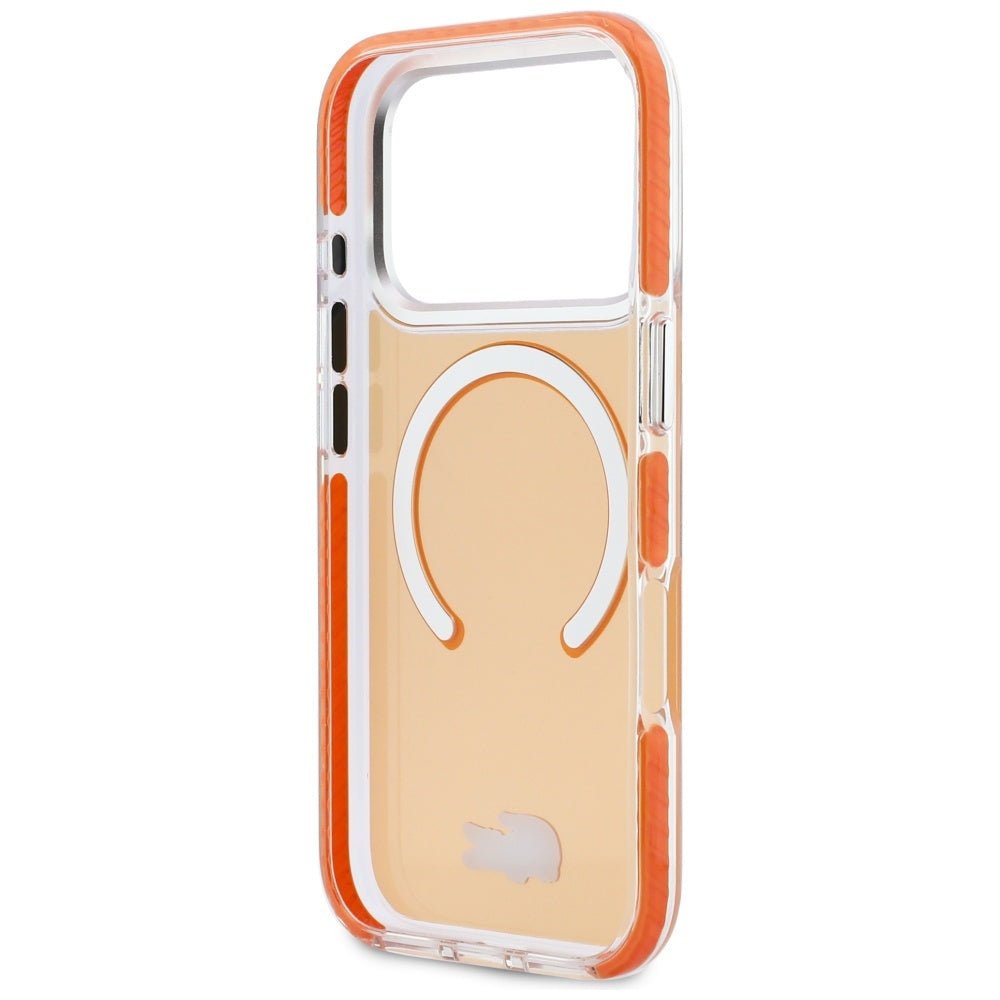 Lacoste iPhone 17 Pro - Σκληρή Θήκη με Πλαίσιο Σιλικόνης - Shockproof Transparent Frosted MagSafe - Orange