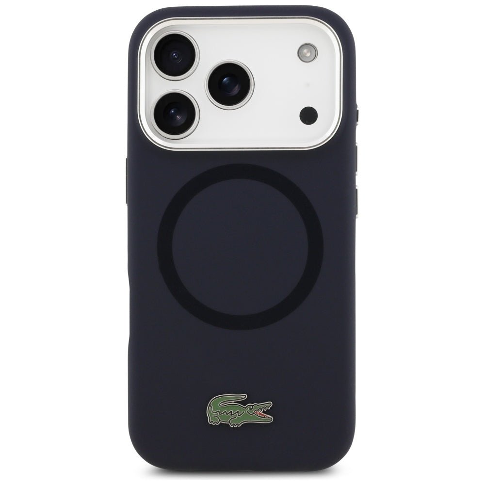 Lacoste iPhone 17 Pro - Σκληρή Θήκη με Πλαίσιο Σιλικόνης - Silicone Metal Logo MagSafe - Navy Blue
