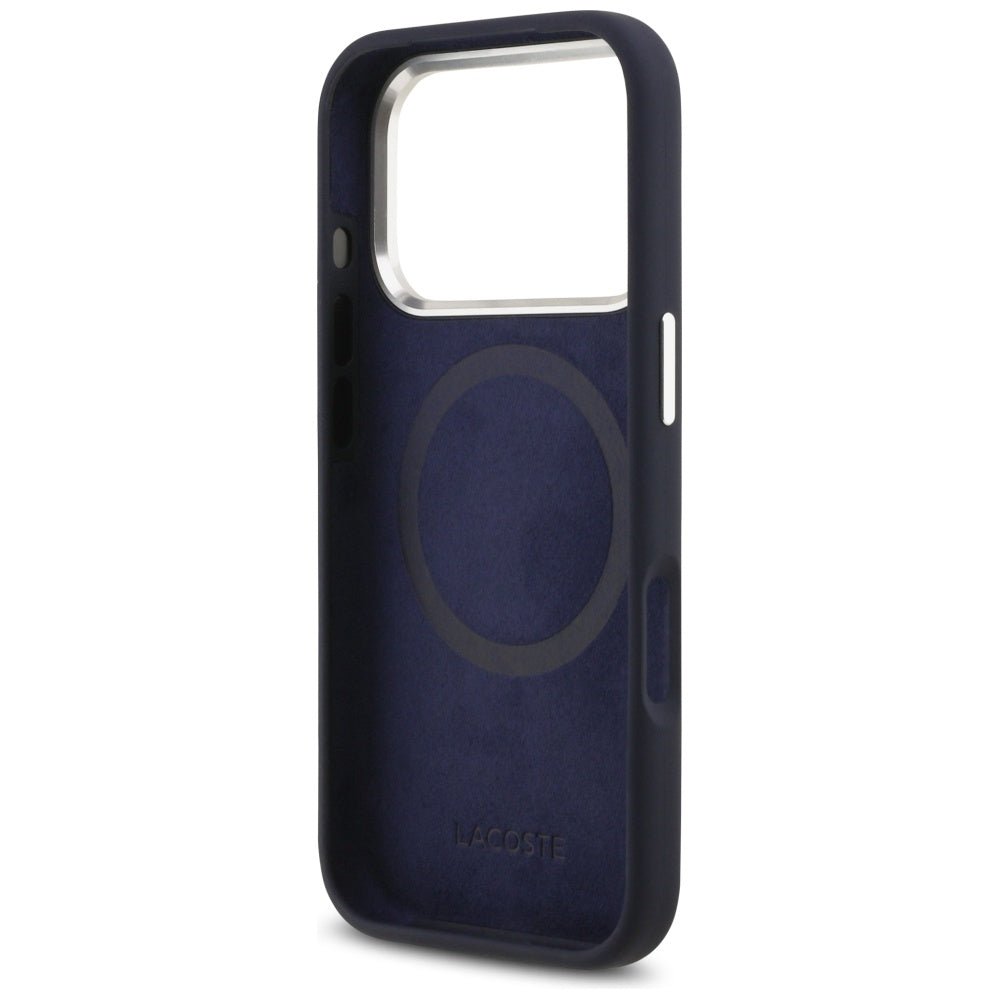 Lacoste iPhone 17 Pro - Σκληρή Θήκη με Πλαίσιο Σιλικόνης - Silicone Metal Logo MagSafe - Navy Blue