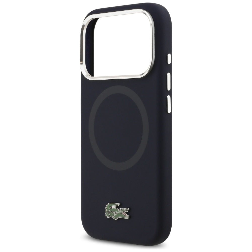 Lacoste iPhone 17 Pro - Σκληρή Θήκη με Πλαίσιο Σιλικόνης - Silicone Metal Logo MagSafe - Navy Blue