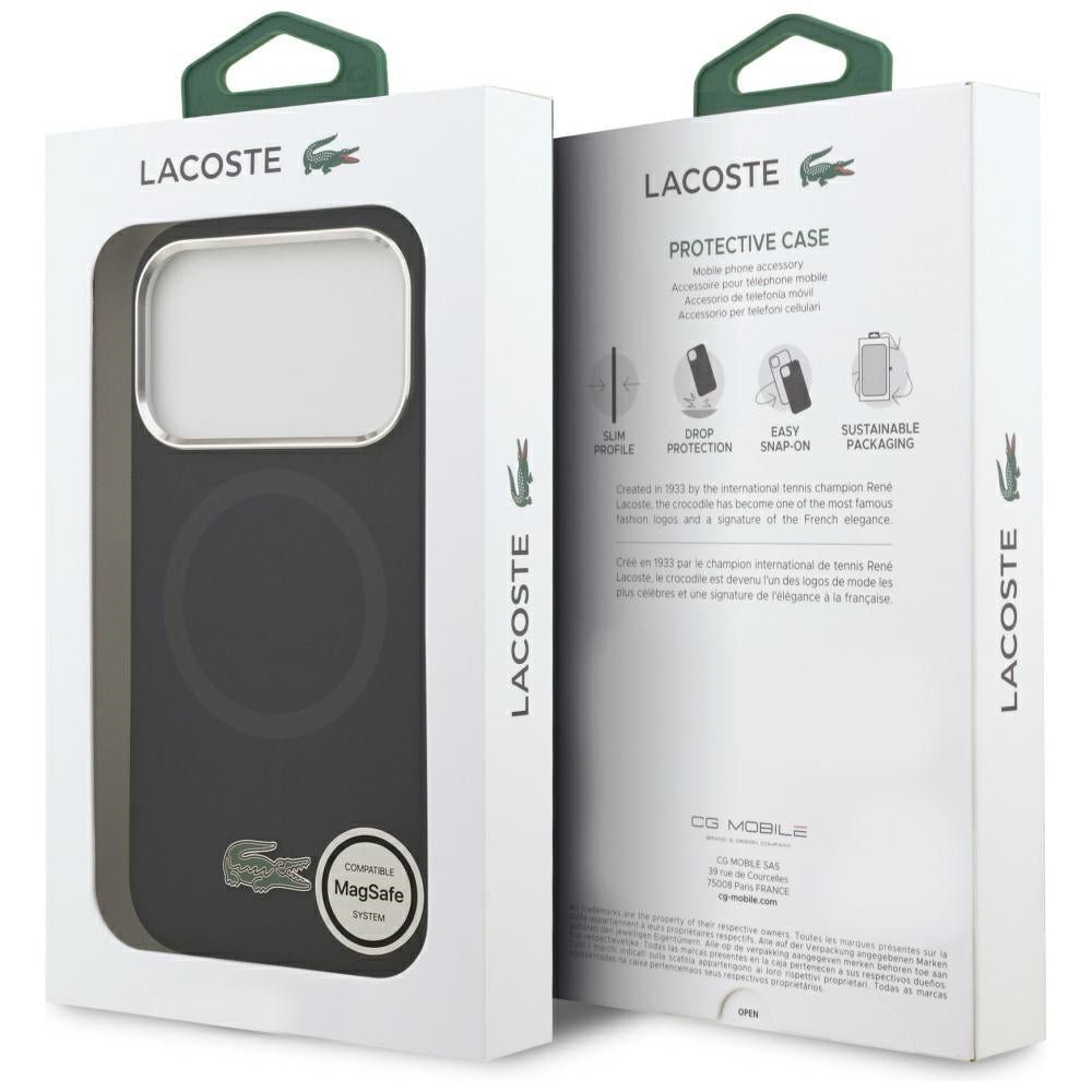 Lacoste iPhone 17 Pro - Σκληρή Θήκη με Πλαίσιο Σιλικόνης - Silicone Metal Logo MagSafe - Navy Blue