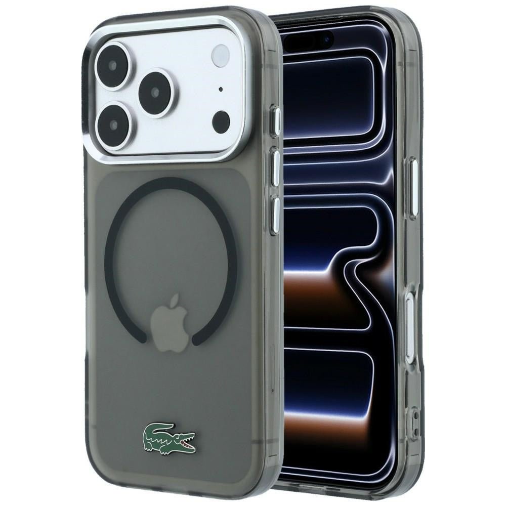 Lacoste iPhone 18 Pro / iPhone 17 Pro - Σκληρή Θήκη με Πλαίσιο Σιλικόνης MagSafe - IML Frosted Laquer Logo - Black
