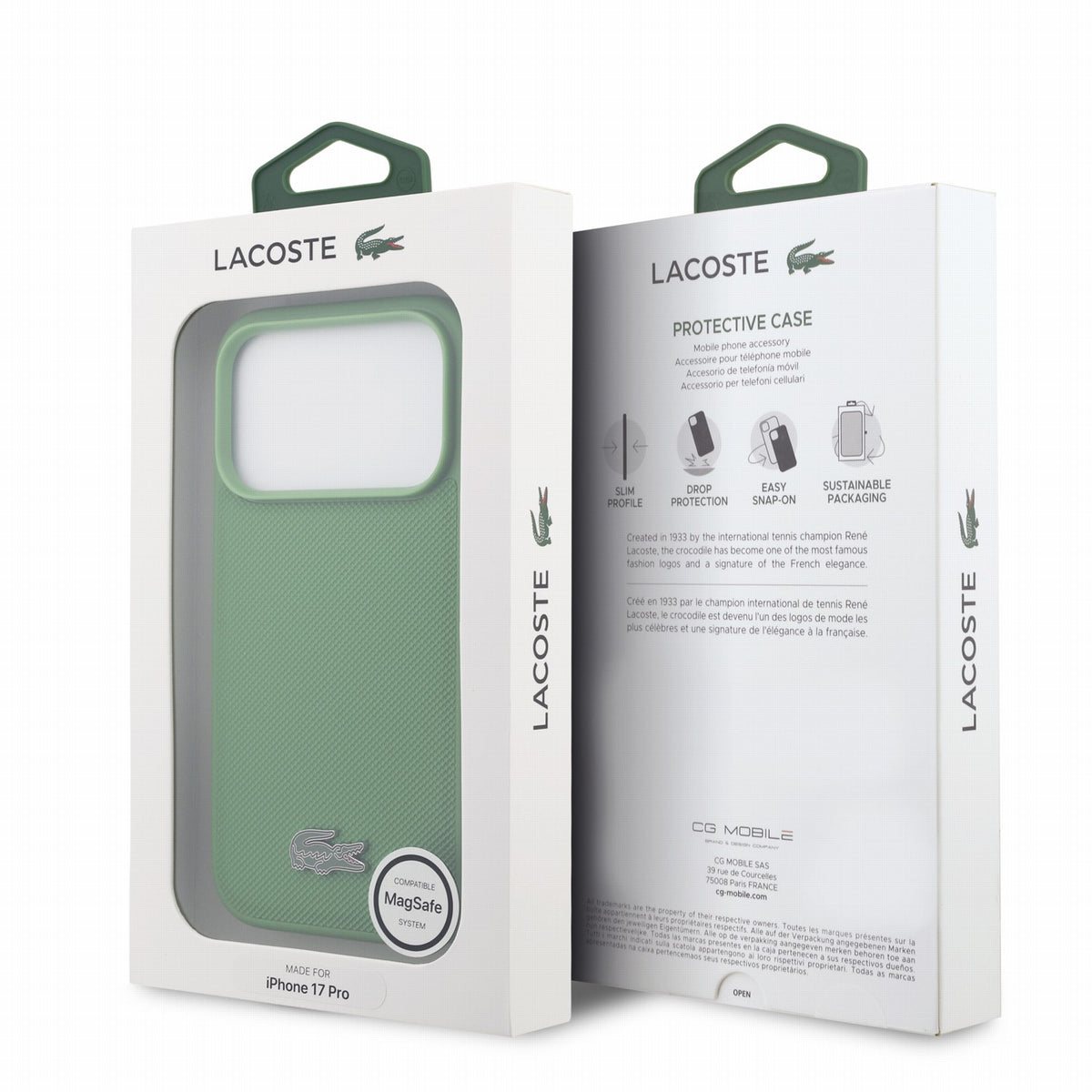 Lacoste iPhone 17 Pro / iPhone 18 Pro - Σκληρή Θήκη με Πλαίσιο Σιλικόνης - PVC Iconic Petit Pique Metal Logo MagSafe - Estragon