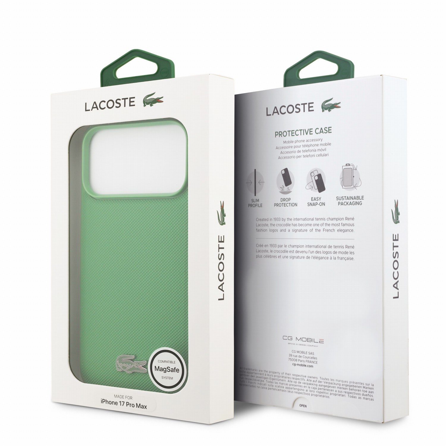 Lacoste iPhone 17 Pro Max / iPhone 18 Pro Max - Σκληρή Θήκη με Πλαίσιο Σιλικόνης - PVC Iconic Petit Pique Metal Logo MagSafe - Estragon
