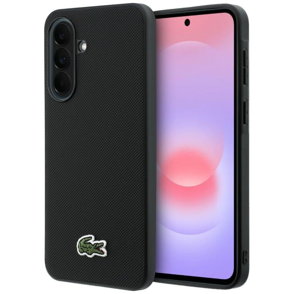 Lacoste Samsung Galaxy A37 5G - Σκληρή Θήκη με Πλαίσιο Σιλικόνης - Iconic Petit Pique Woven Logo - Black