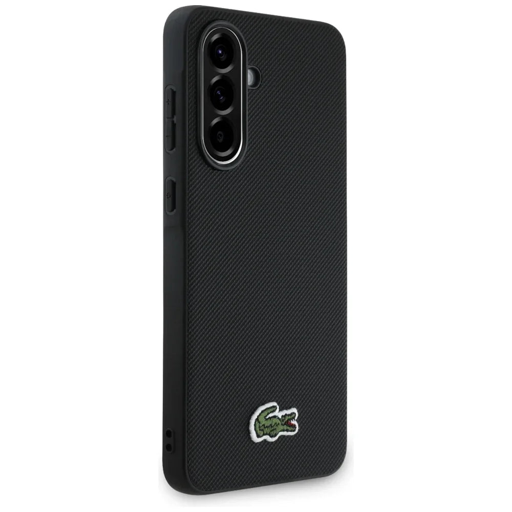 Lacoste Samsung Galaxy A56 5G - Iconic Petit Pique Woven Logo MagSafe - Σκληρή Θήκη με Πλαίσιο Σιλικόνης - Black