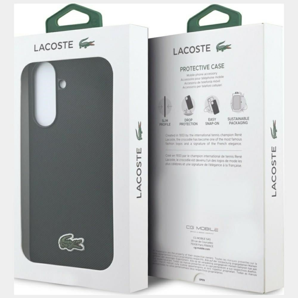 Lacoste Samsung Galaxy A57 5G - Σκληρή Θήκη με Πλαίσιο Σιλικόνης - Iconic Petit Pique Woven Logo - Black