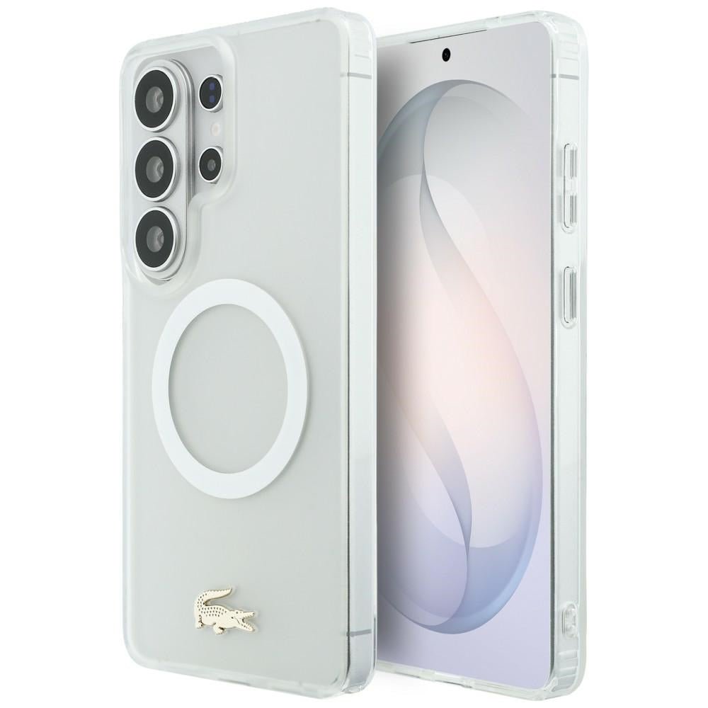 Lacoste Samsung Galaxy S26 Ultra - Σκληρή Θήκη με Πλαίσιο Σιλικόνης - Shockproof Transparent Frosted Gold Logo MagSafe - White
