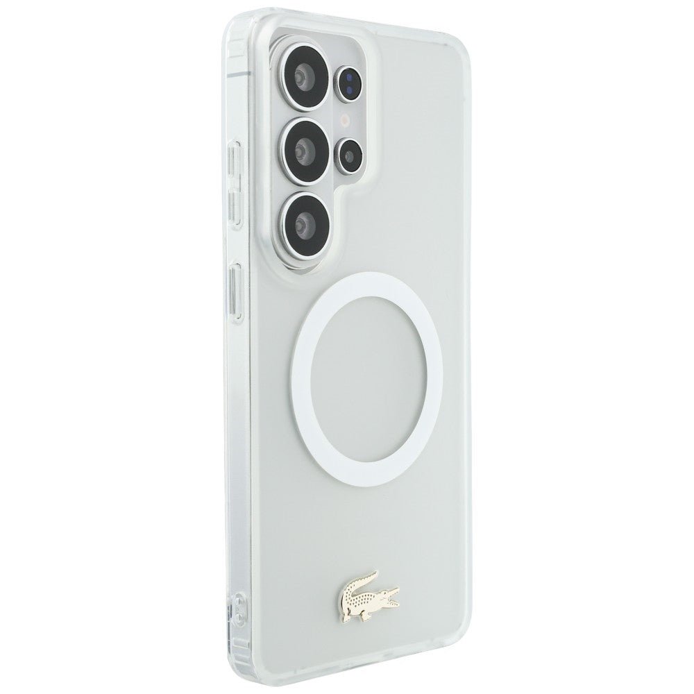 Lacoste Samsung Galaxy S26 Ultra - Σκληρή Θήκη με Πλαίσιο Σιλικόνης - Shockproof Transparent Frosted Gold Logo MagSafe - White