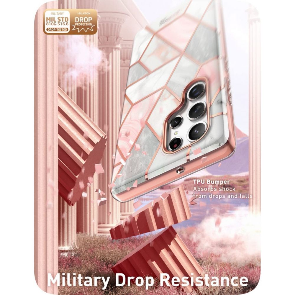 i - Blason Samsung Galaxy S22 Ultra Cosmo Σκληρή Θήκη με Πλαίσιο Σιλικόνης και Προστασία Οθόνης - Marble