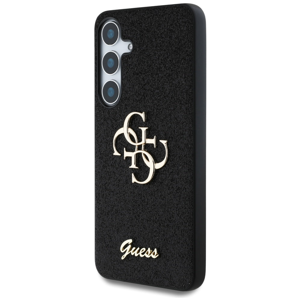 Guess Samsung Galaxy S25 - Fixed Glitter Big 4G - Σκληρή Θήκη με Πλαίσιο Σιλικόνης - Black - GUHCS25SHG4SGK