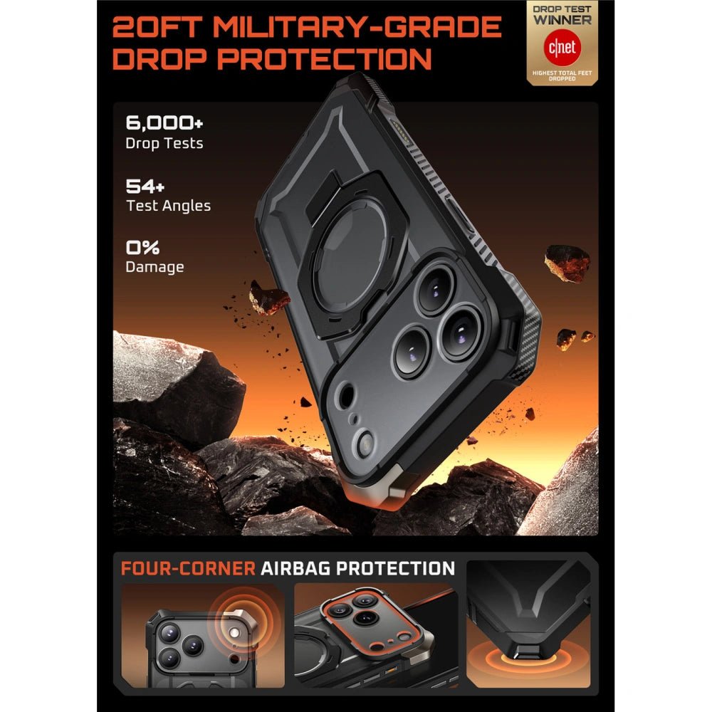Supcase iPhone 17 Pro - UB Grip Mag - Σκληρή Θήκη με MagSafe και Stand - Black