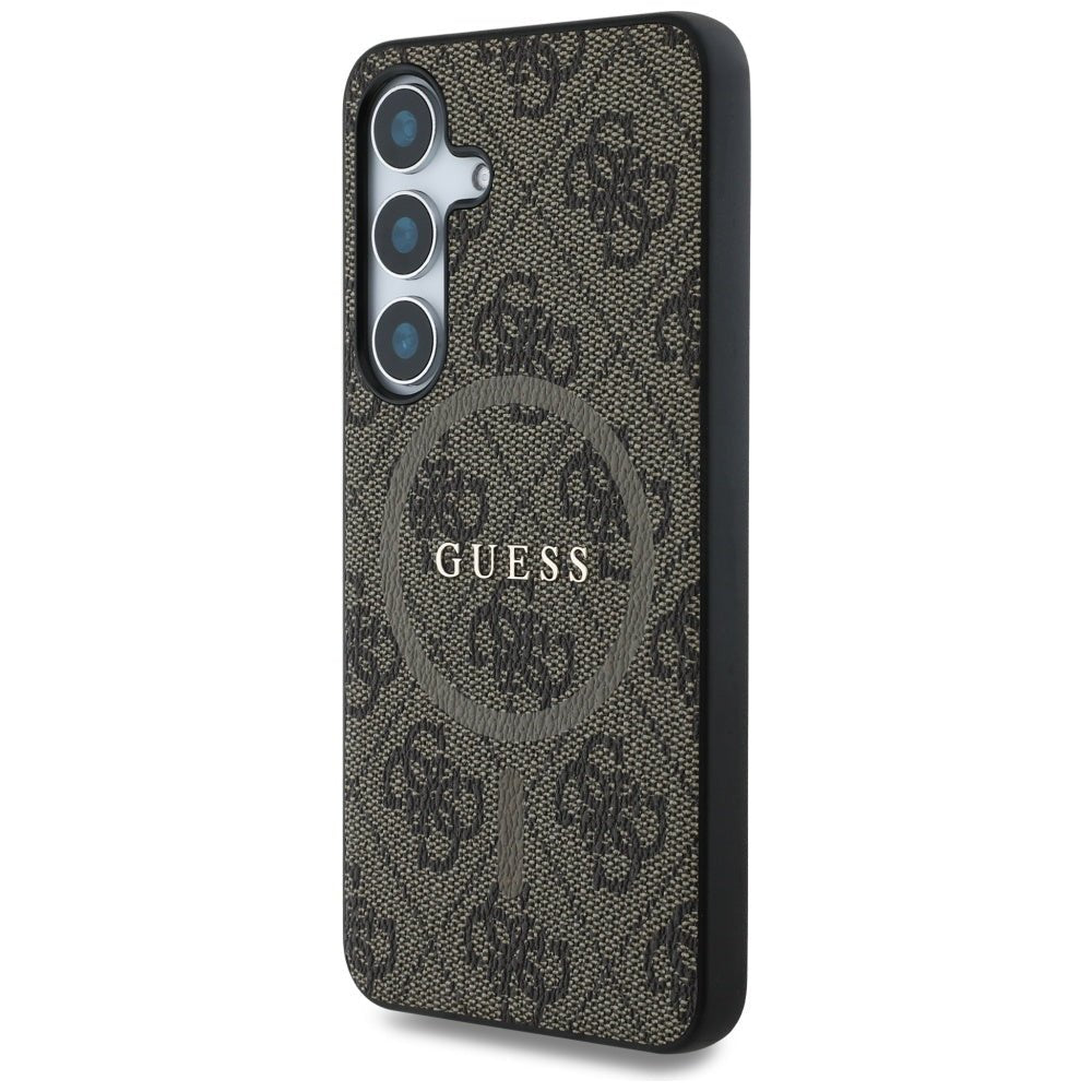 Guess Samsung Galaxy S25 Plus - Leather 4G Colored Ring Classic Logo - MagSafe Θήκη με Επένδυση Συνθετικού Δέρματος - Brown - GUHMS25MG4GFRW