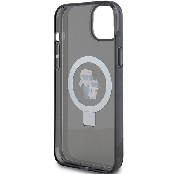 Karl Lagerfeld iPhone 15 Ring Stand Karl and Choupette MagSafe Σκληρή Θήκη με Πλαίσιο Σιλικόνης και MagSafe - Διάφανη / Black - KLHMP15SHMRSKCK
