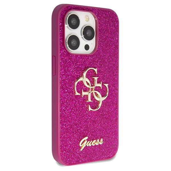 Guess iPhone 15 Pro Max Glitter Script Big 4G Σκληρή Θήκη με Πλαίσιο Σιλικόνης - Purple - GUHCP15XHG4SGU