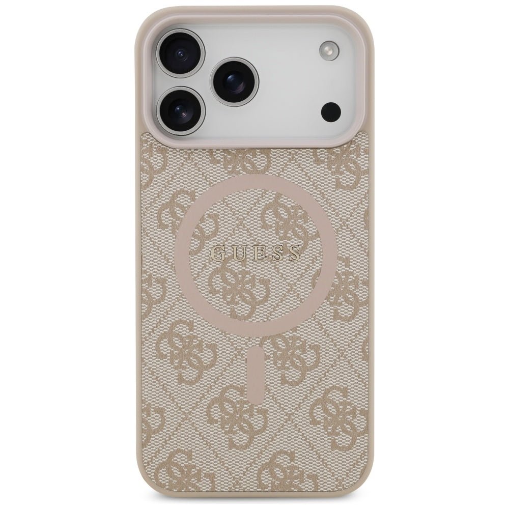 Guess iPhone 17 Pro Max - 4G Ring Classic Logo MagSafe - Σκληρή Θήκη με Πλαίσιο Σιλικόνης και Επένδυση Συνθετικού Δέρματος - Pink - GUHMP17XG4GFRP
