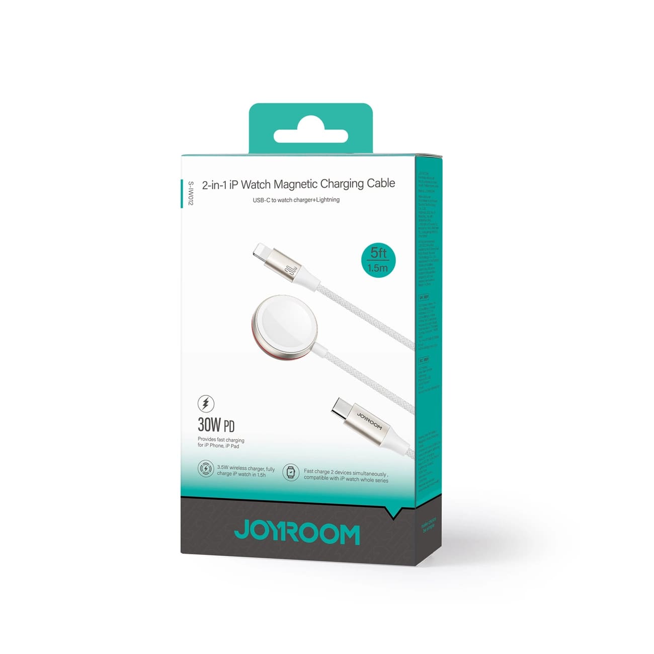Joyroom 2 σε 1 Μαγνητική Βάση Φόρτισης για Apple Watch με Καλώδιο Type - C to Lightning για iPhone - 1.5m - White - S - IW012