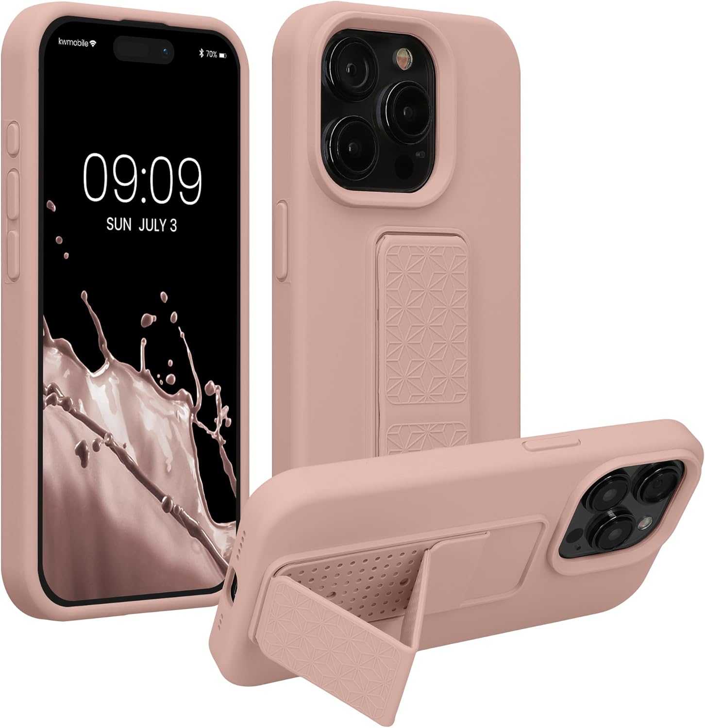 KW iPhone 15 Pro Max Θήκη Σιλικόνης TPU με Finger Holder - Dusky Pink