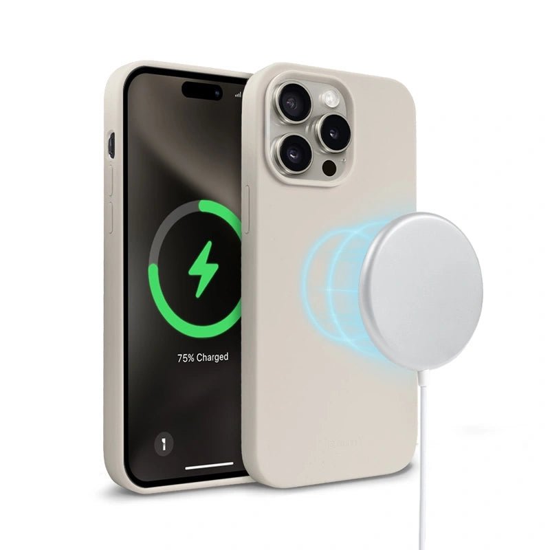 Crong iPhone 15 Pro Color Cover Magnetic - Θήκη Σιλικόνης με MagSafe - Stone Beige