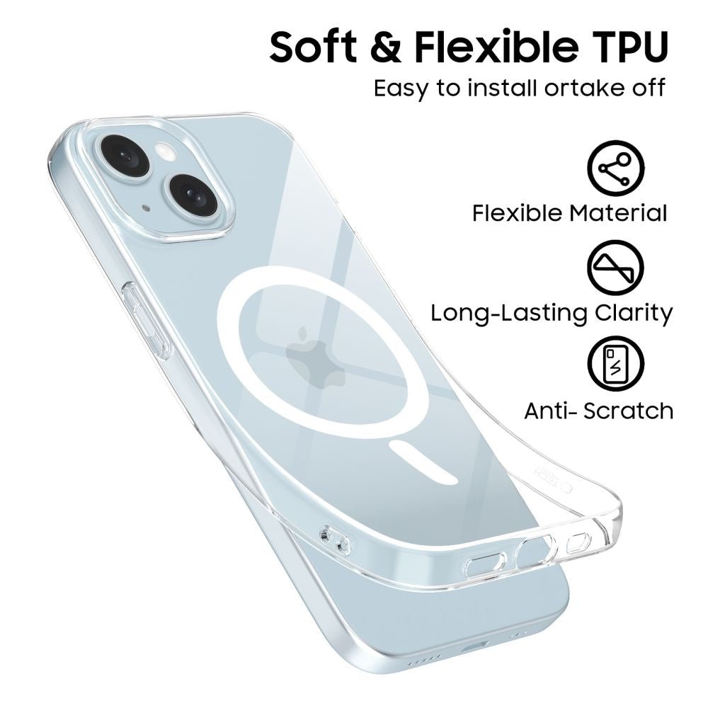 Tech - Protect iPhone 15 Flexair Θήκη Σιλικόνης TPU με MagSafe - Διάφανη
