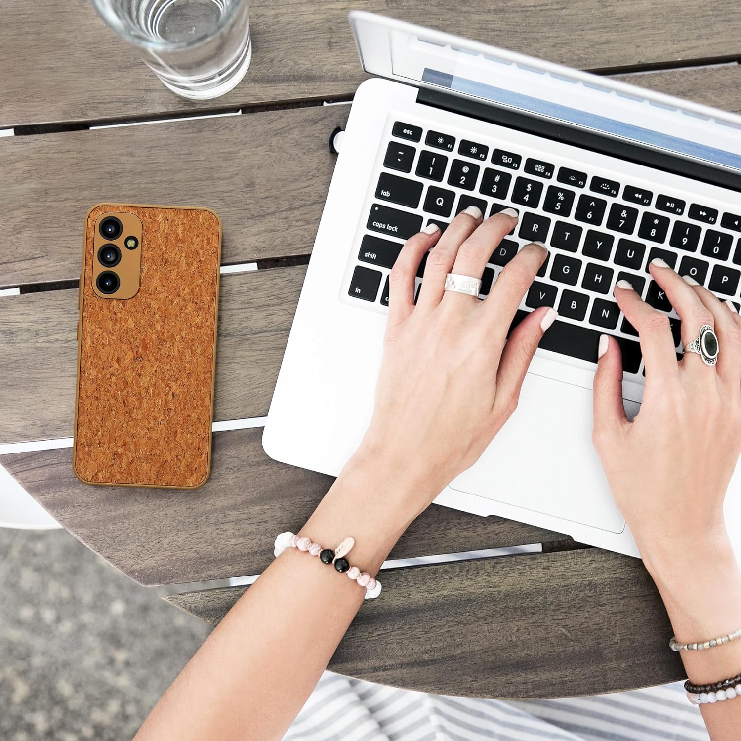 KW Samsung Galaxy A54 5G Σκληρή Θήκη από Φελλό με Πλαίσιο Σιλικόνης - Light Brown - 61424.24