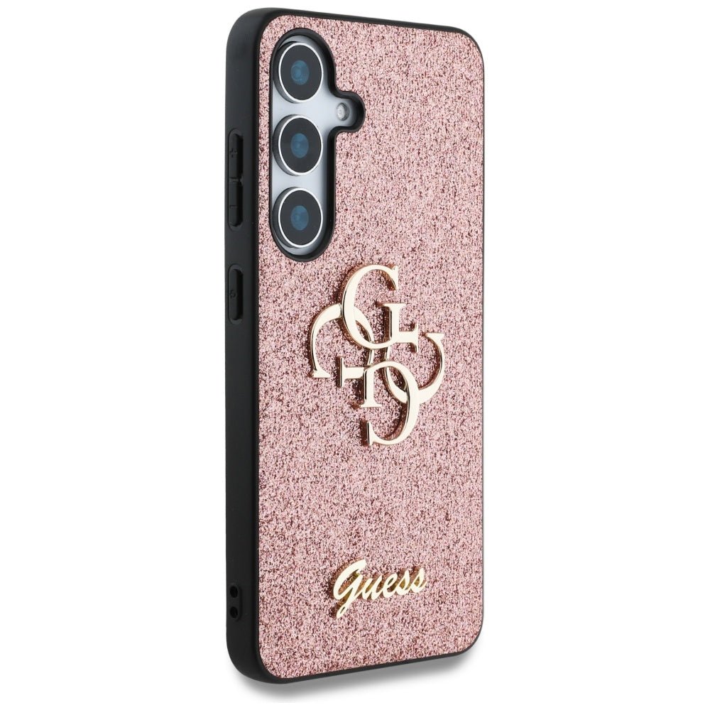 Guess Samsung Galaxy S25 Plus - Fixed Glitter Big 4G - Σκληρή Θήκη με Πλαίσιο Σιλικόνης - Pink - GUHCS25MHG4SGP