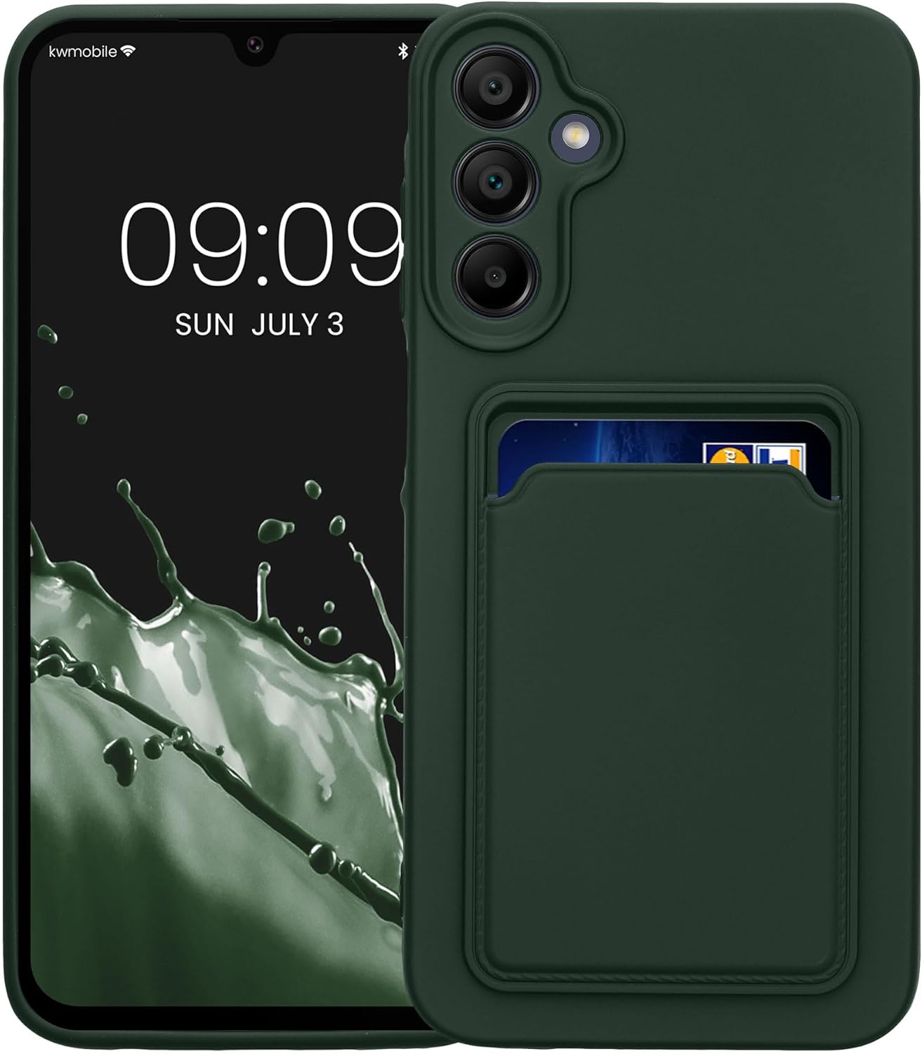 KW Samsung Galaxy A15 4G / A15 5G Θήκη Σιλικόνης TPU με Υποδοχή για Κάρτα - Dark Green