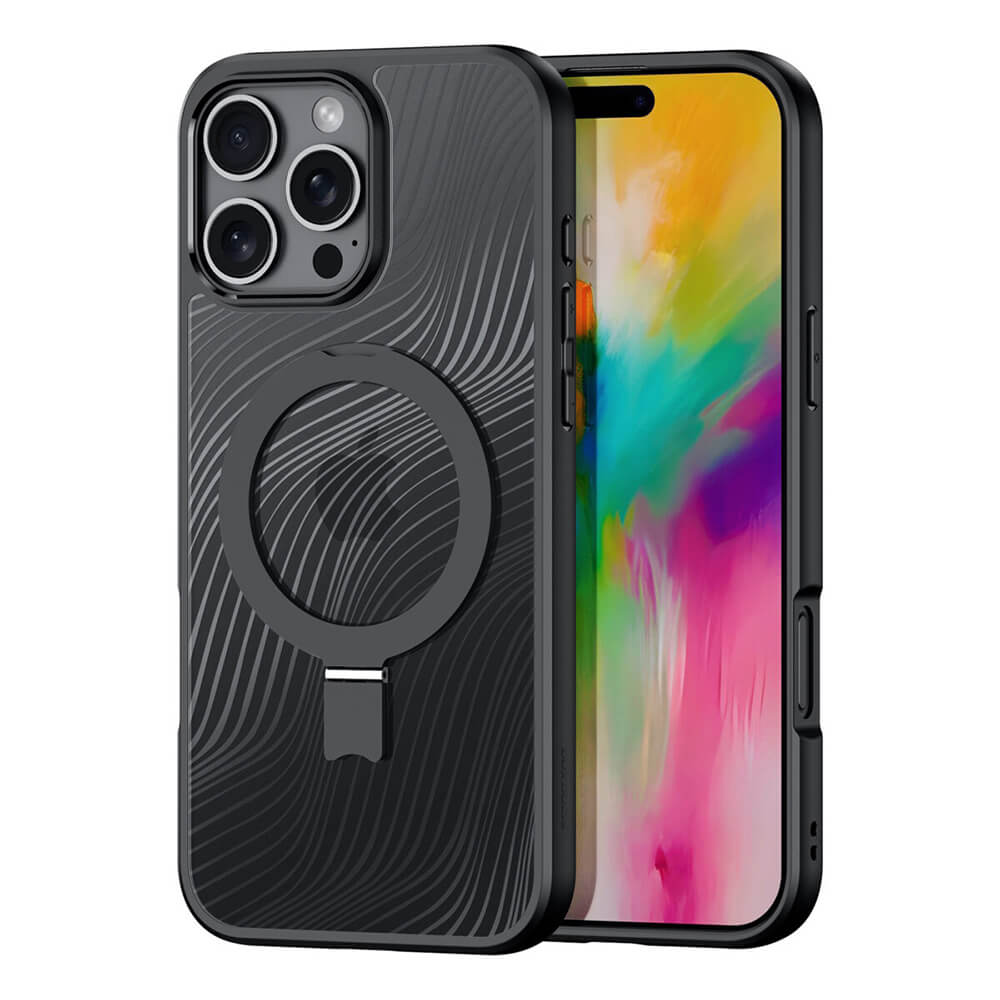 Dux Ducis iPhone 16 Pro Aimo MagSafe Magnetic Stand Σκληρή Θήκη με Πλαίσιο Σιλικόνης και MagSafe - Black