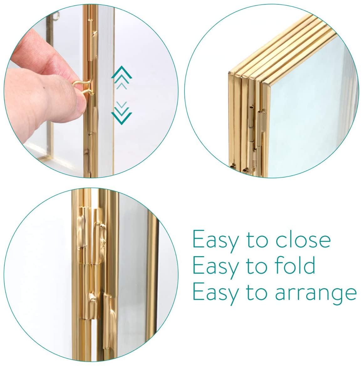 Navaris Αναδιπλούμενη Τριπλή Κορνίζα για Φωτογραφίες 15x10cm - Μέγεθος S - Gold - 50576.1.21