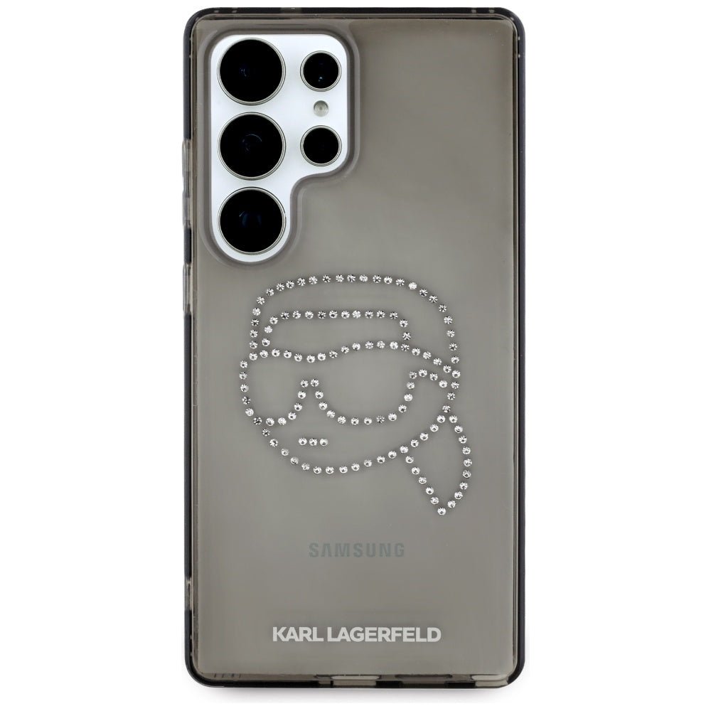 Karl Lagerfeld Samsung Galaxy S25 Ultra - Rhinestones Karl Head Logo - Σκληρή Θήκη με Πλαίσιο Σιλικόνης - Black - KLHCS25LHKHDCELK
