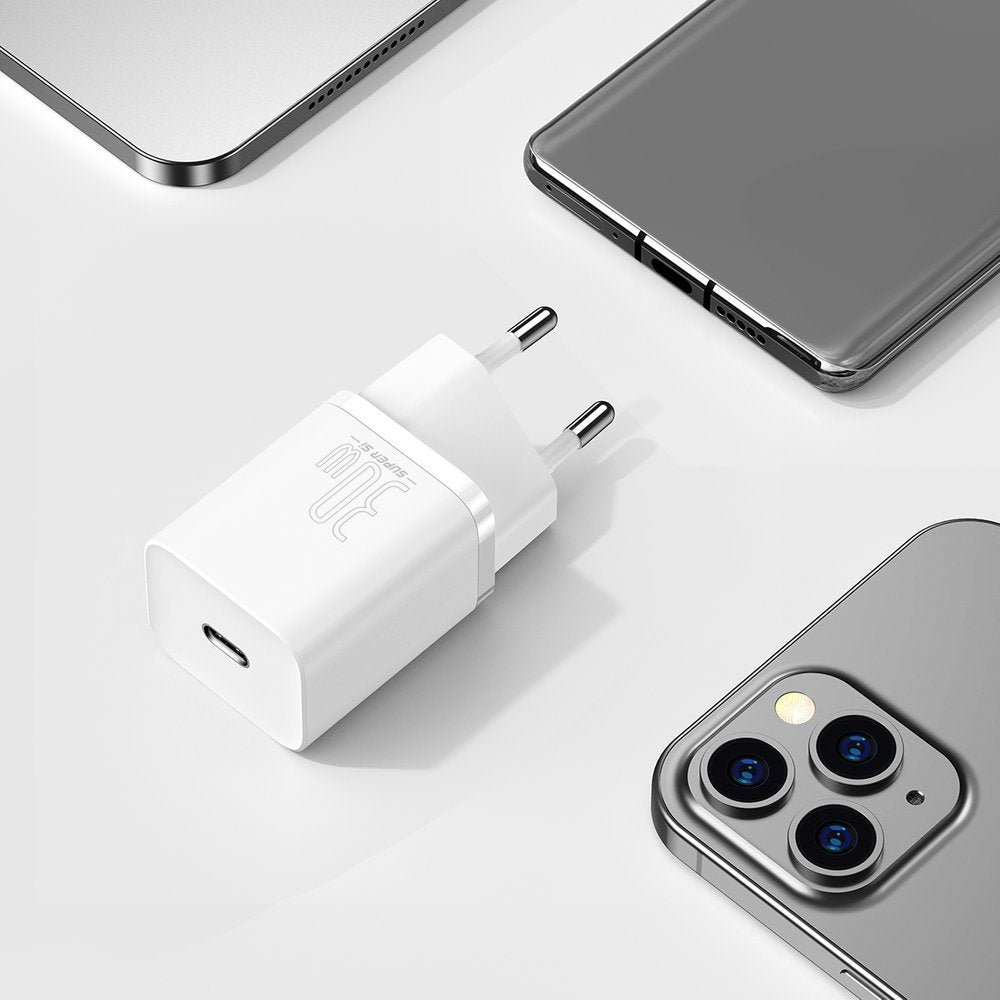 Baseus Super Si 1C PD 30W Οικιακός Φορτιστής με Θύρα Type - C - White - CCSUP - J02