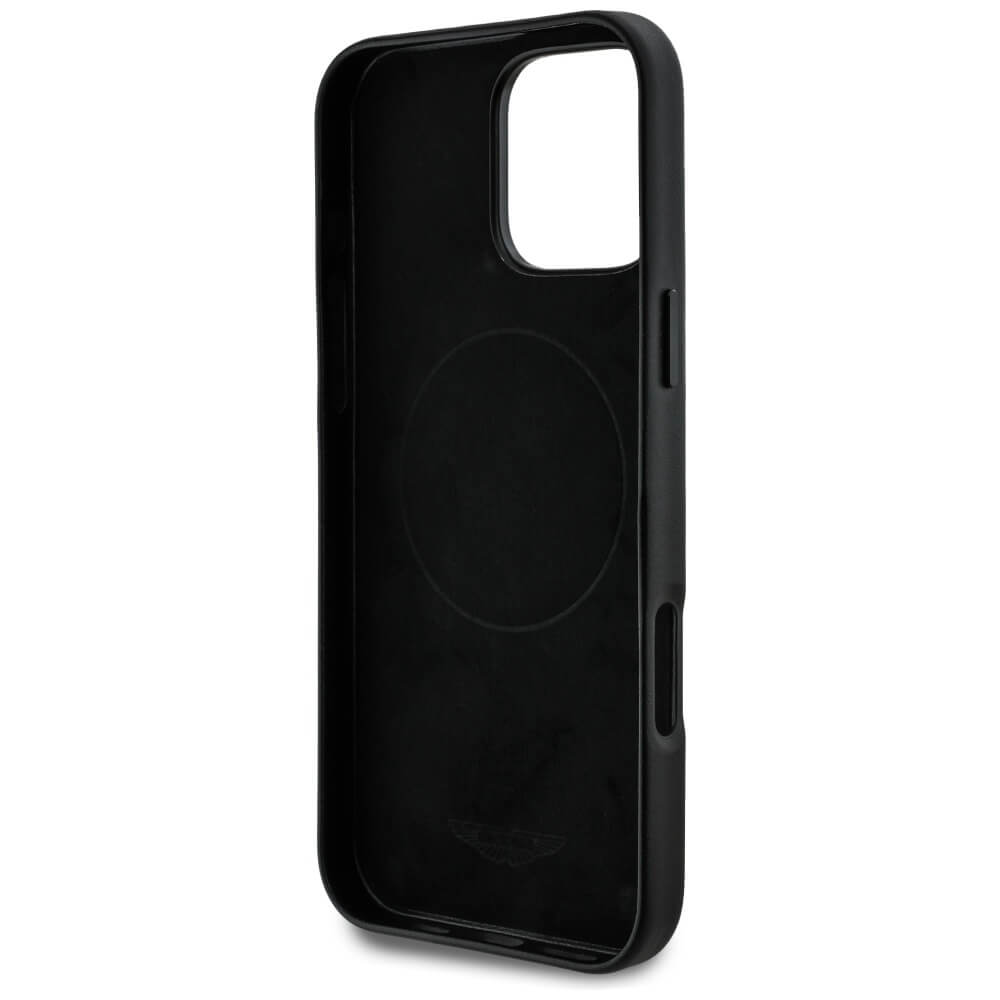Aston Martin iPhone 16 Pro - HC FW Logo - MagSafe Σκληρή Θήκη με Πλαίσιο Σιλικόνης - Black