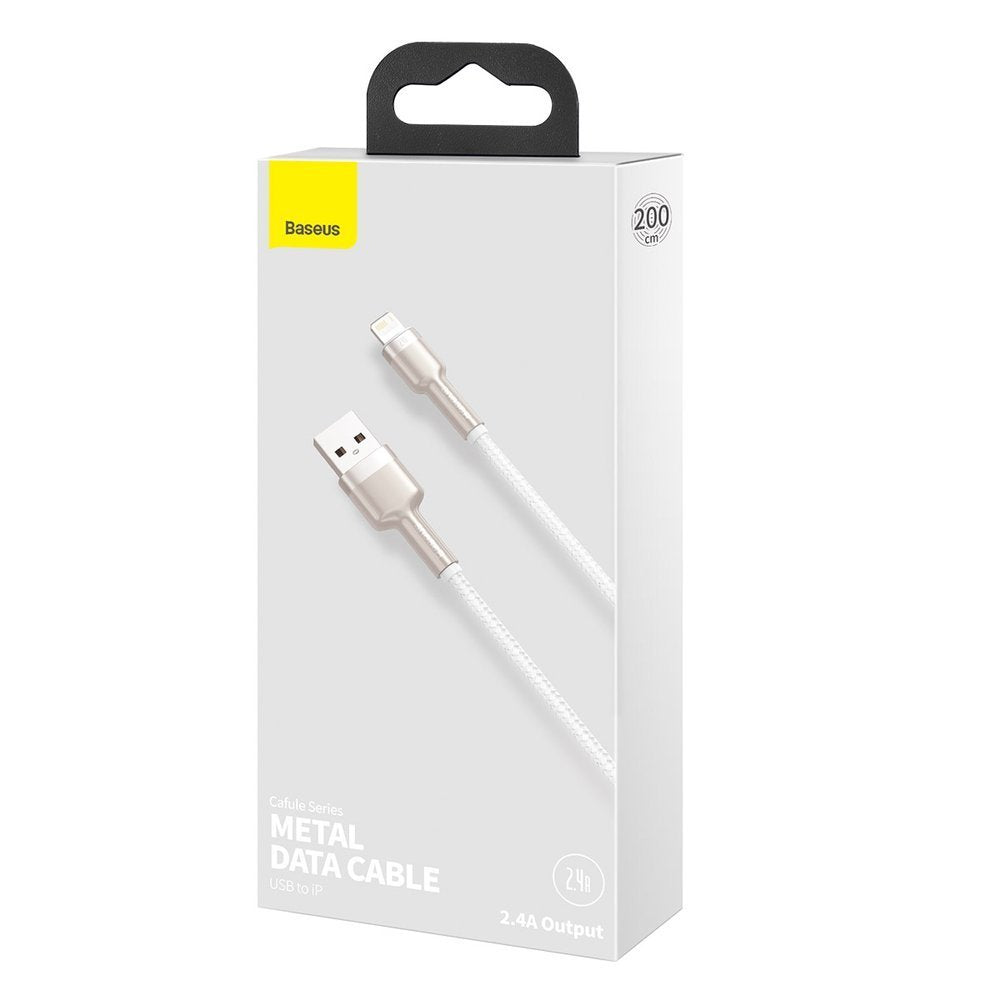 Baseus Cafule Metal Cable Lightning 2.4A - Καλώδιο Δεδομένων και Φόρτισης Lightning 2M - White - CALJK - B02