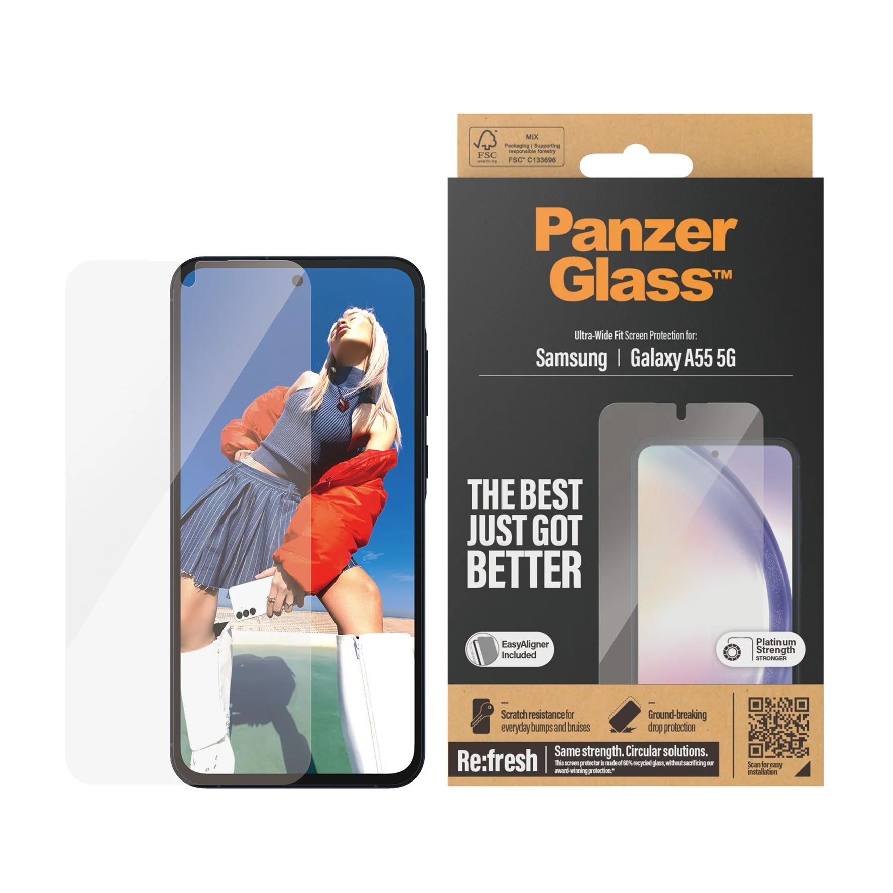 PanzerGlass Samsung Galaxy A55 5G - Ultra - Wide Fit Easy Aligner Case Friendly Αντιχαρακτικό Γυαλί Οθόνης - Διάφανο